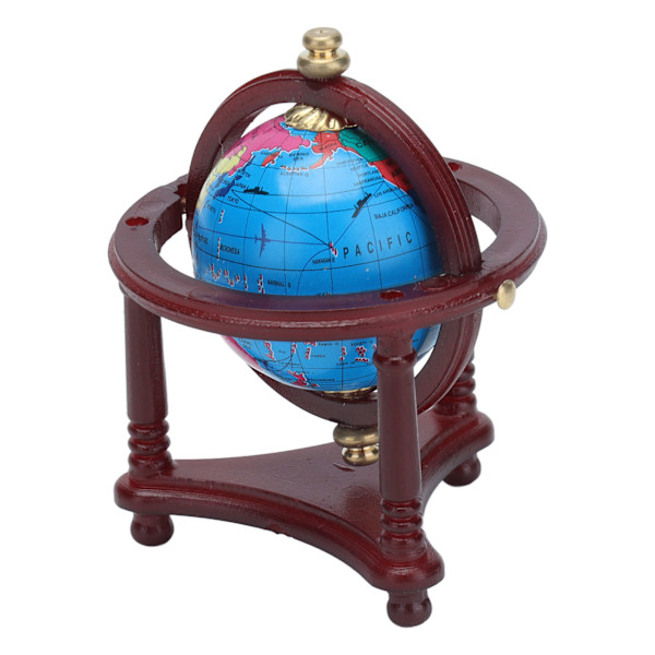 Dockhus Globe Modell Pedagogisk Simulering 1:12 Miniatyr Världsklot Tillbehör med Stativ