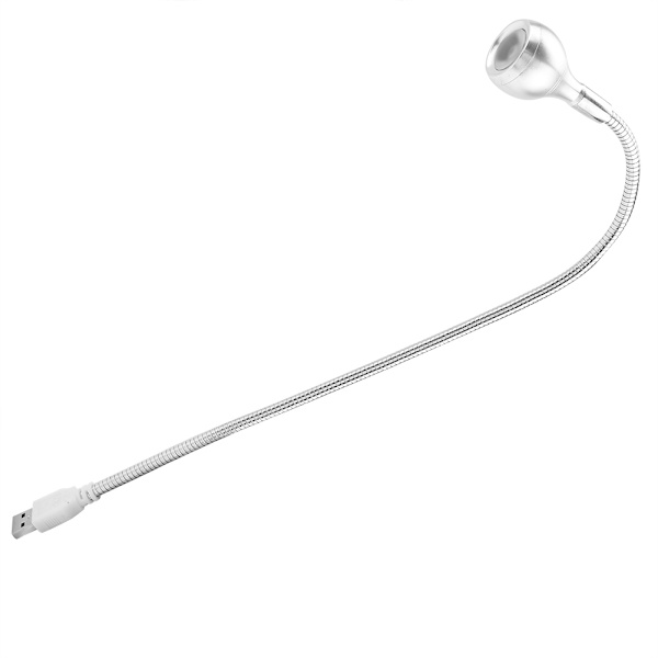 1 W pitkä, joustava kaula kannettava USB LED-valo yölukulamppu (hopea, lämmin valkoinen)