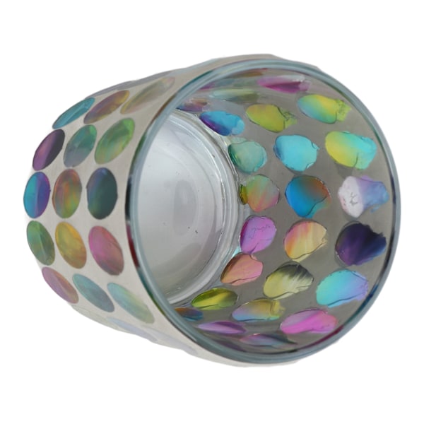 Mosaik Tealight-hållare Färgglad Glasmosaik Stil Levande Lyster Glas Ljusstake för Sovrum Kontor Bar