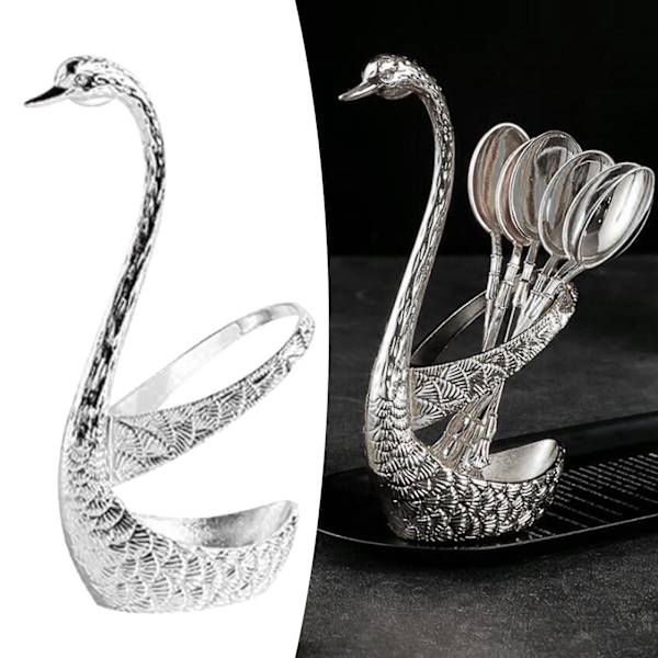 Svan Bas Kaffesked Hållare Ställ Organizer för Bar Middag Silver-