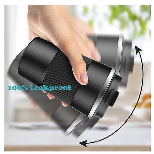 (Svart) Resemugg för varma drycker - 380ml - Läcksäker isolerad kaffemugg i rostfritt stål för varm/kall kaffe, mjölk, te