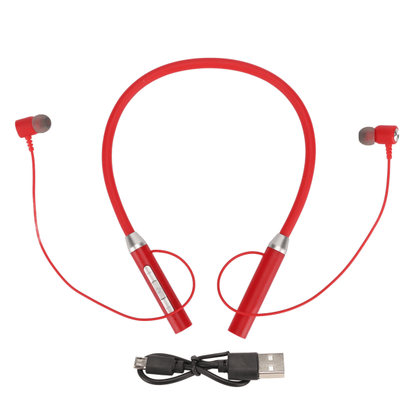 Nakkebøyler Trådløs Bluetooth 5.2 IPX5 Vanntett Stereo Ergonomisk Forsterket Bass Magnetiske hodetelefoner Rød