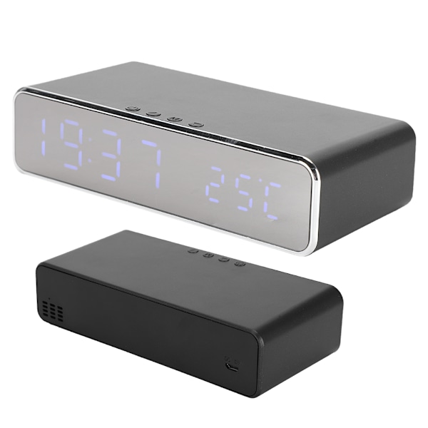 Multifunktionel trådløs oplader USB digital LED bordalarm ur termometer til xiaomi sølv