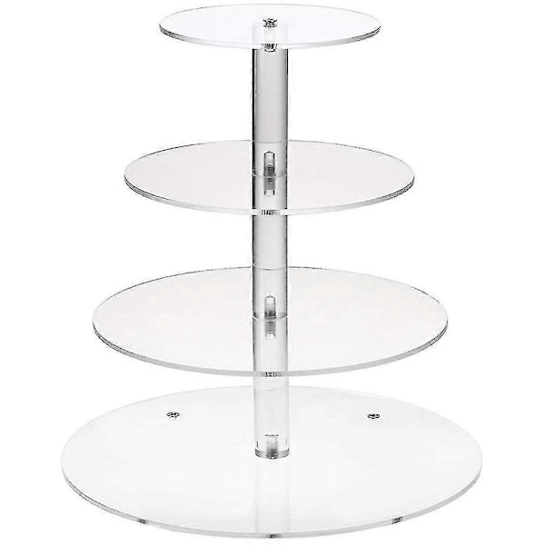 Akryl 3/4 Vånings Tårtställ Display Rack - Transparent Rund för Fest Cupcakes 3 Lager