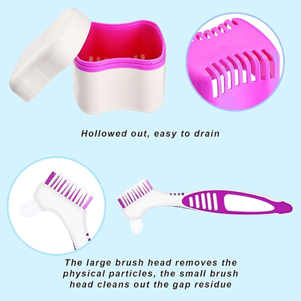 Protesrengöringssats - Protesbadfodral med rengöringsborste och mugg