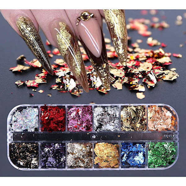 Blandad Nagelkonst Glitter Paljett Folier Flakes Nageldekoration Glitter-