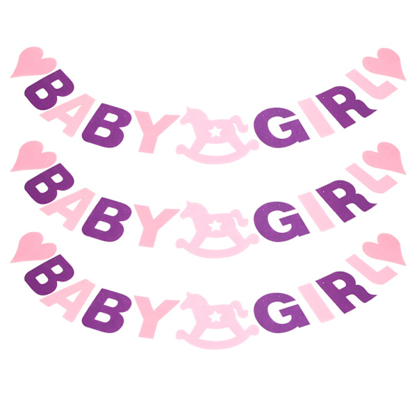 Baby Shower Banner Natural Nonwovens Hand Crafted Reusable Durable Bright Colors Baby Girl Banner