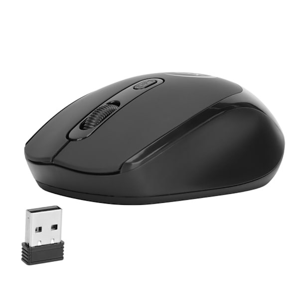 Trådløs mus bærbar 2.4G trådløs 4 knapper ergonomisk design plug and play mus sort
