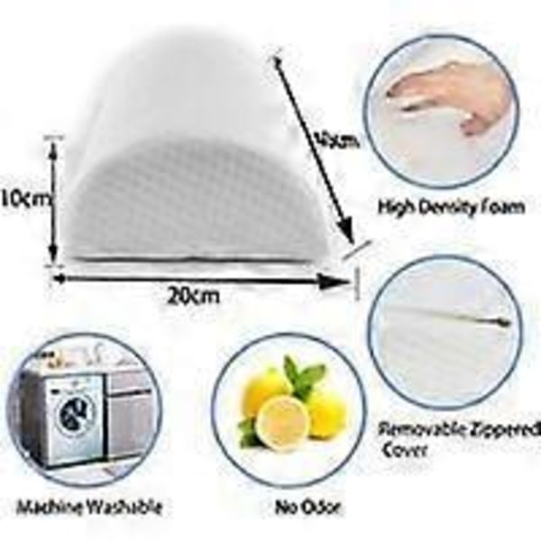 Halvmåne fodstøtte, memory foam fodstøtte pude, hvid