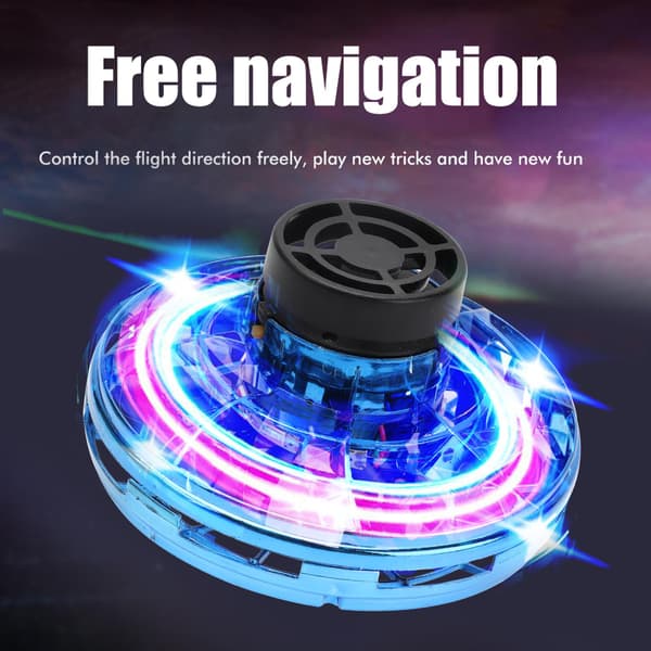 Håndoperert Mini Drone med USB-lading - Perfekt gave til barn og voksne, 360° roterende og skinnende LED-lys Blå