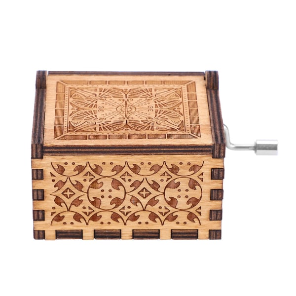 1kpl puinen käsikampi musiikkilaatikko mekaaninen klassinen askartelu syntymäpäivälahja (nro 2)