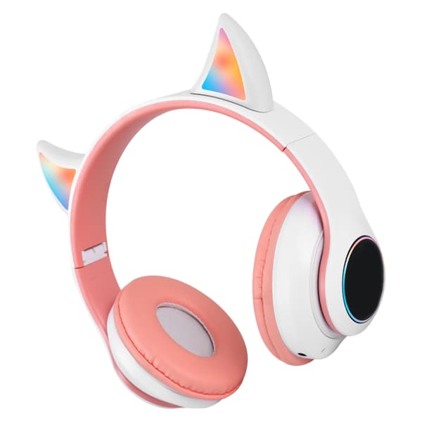 Vikbara Bluetooth-hörlurar HiFi Glödande Effekt Lätt Bekväm Söt Trådlöst Headset Rosa