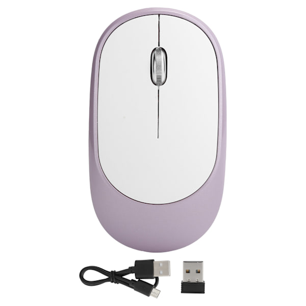 Trådlös mus DPI justerbar laddningsbar optisk dator extern enhet med USB-mottagare lila