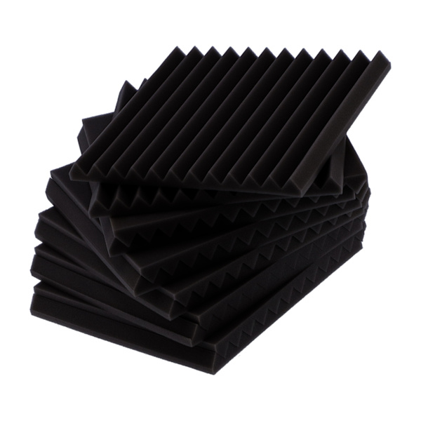 12 stk akustiske skumpaneler Brannsikre lydabsorberende for KTV Recording Studio 30x30x2,5cm Svart