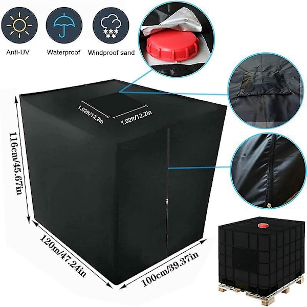 IBC Vattentankskydd 1000 L Regnvatten Cistern Behållarskydd med Dragkedja Vindtät Anti-UV Rivtålig T-Audace