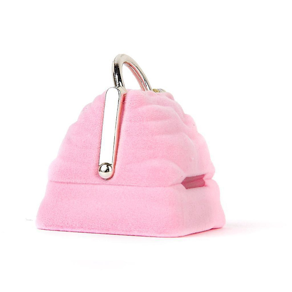 Velvet Ring Smykke Display Opbevaring Bo x Gaveæske Holder Organizer - Pink Håndtaske Form