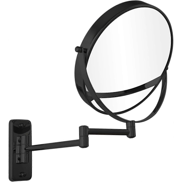 8\" Badeværelses Forstørrelsesspejl Vægmonteret, 1X/10X Dobbeltsidet Barberspejl med 360 Graders Rotation 12\" Foldbar Teleskopisk Udtrækkelig Arm, sort
