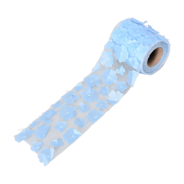 Blommor Tulle Rullar 8cm 10yd Utsökt Ljus Vacker DIY Flexibel Bred Applikation Tulle Rulle Spole TygLjusblå