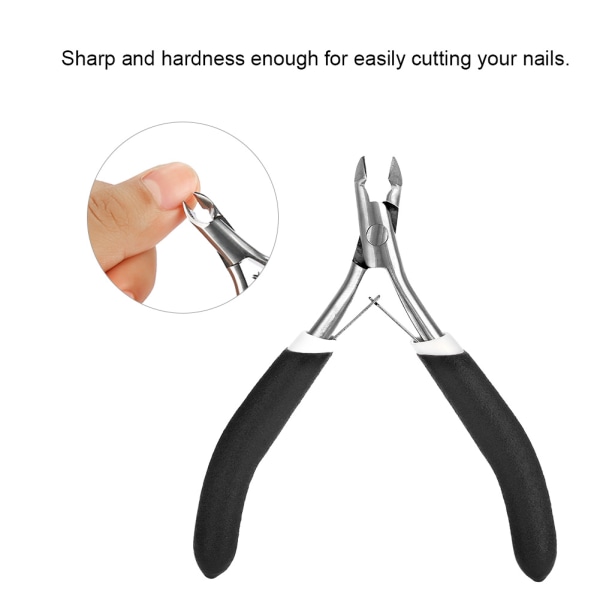 Rustfrit stål neglebånd Nipper Clipper Dead Skin Saks Negle Manicure Værktøj Sort