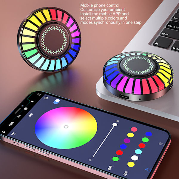 2st RGB Pickup Ambient Lampa 32 bitar färgbyte appkontroll Magnetisk musik LED Rhythm Light för bilhem
