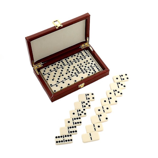 1 Set Hållbar Brun Trälåda Domino Dominobrickor Klassiska Siffror Bordsspel för Pojkar Flickor Party Favörer