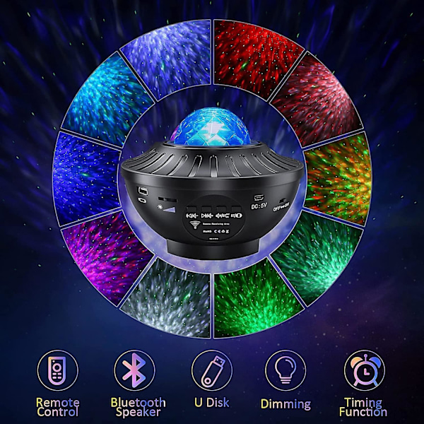 Bluetooth Galaxy Stjernehimmel Projektorlampe med Musik Synkronisering Nattlys