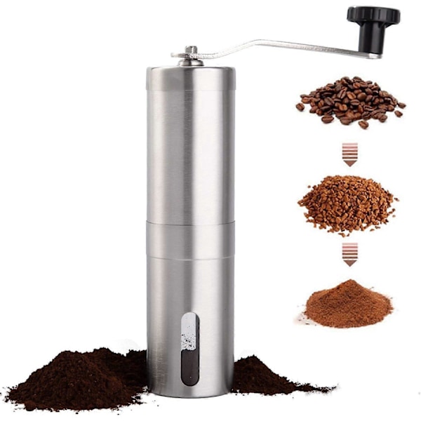 Manuell Kaffebønnekvern Rustfritt Stål Håndkaffekvern Keramisk Burr for Aeropress, Dryppkaffe