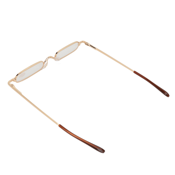 Slanke læsebriller Små bærbare rustfrit stål Metal HD Mini læsebriller til med etui Ældre Mænd Kvinder Guld +150