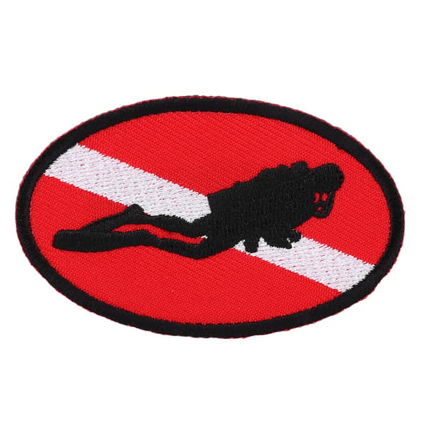 Dykkerflag Ellipse Patch Taske Broderet Dykkerbadge Minde med Strygebagside