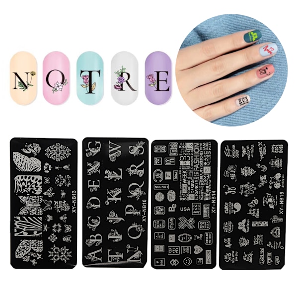 Neglestempling plader Stencils Mønster DIY Negle Printing Stempling skabelon Manicure Tool13-16