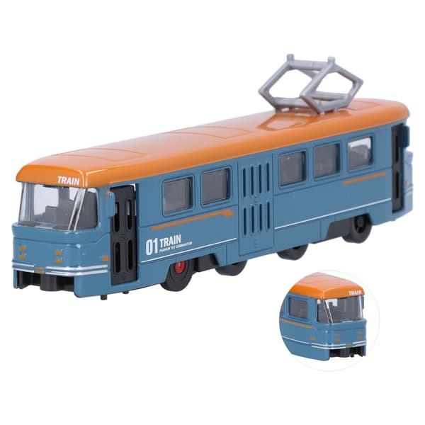 Børn Legering Trolley Bus Legetøj Børn Simulation Træk Tilbage Bus Model Dekoration Fødselsdagsgave Blå