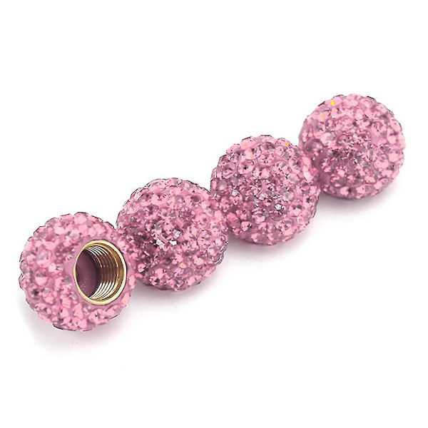 Håndlavede Pink Krystal Rhinestone Bilhjul Dæk Ventil Kapper x4