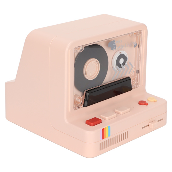Bärbar Bluetooth-kassettspelare Stereo Retro Bluetooth-högtalare Stöder Bluetooth AUX och minneskort Rosa