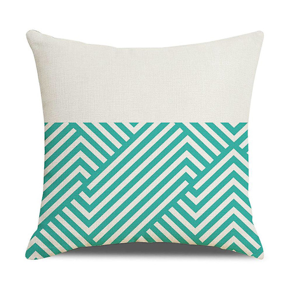 Koristetyynynpäälliset, 4 kpl, 45 x 45 cm, geometrinen kuvio, vihreä ja valkoinen
