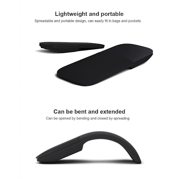 Bluetooth 4.0 Foldbar Trådløs Mus Arc Touch Roller Computer Lydløs Mus Ergonomisk-E Bluetoothblue