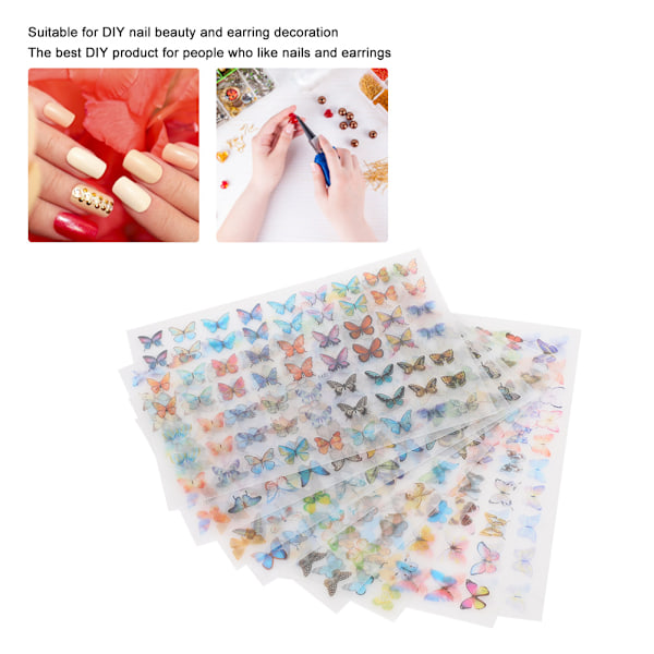 8 stk. neglekunst ørevarme krympe DIY håndlavet materiale sommerfugleform dekoration H17-H24