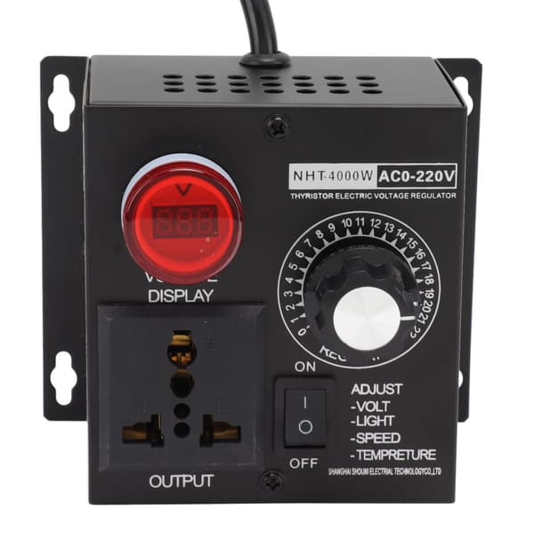 4000W SCR Elektronisk Spenningsregulator Motor Hastighetskontroller Dimmer Termostat Bred Spenning 100‑220V EU-plugg