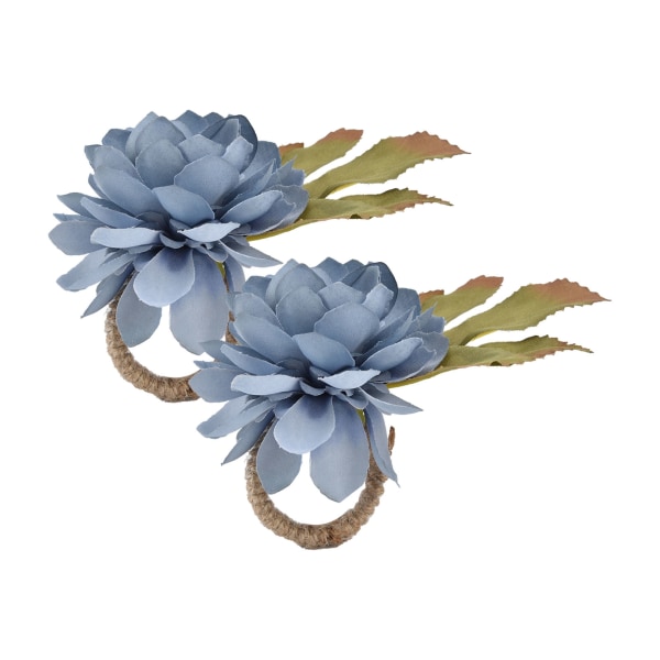 2 stk emulerende serviettring bordbord i tre blå enkel blomst serviettring til hjemmehotellfest Liten vakker blomst