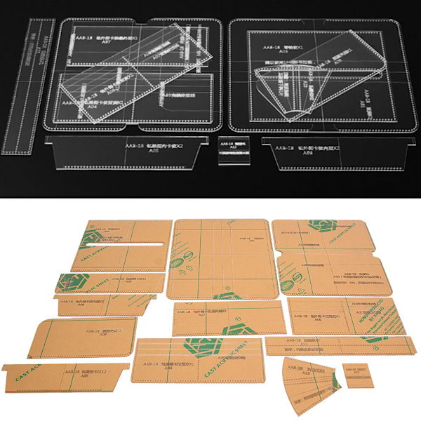 Pitkä lompakon kaavakuvio akryylimalli nahkatyökalumuotti DIY-työkalu