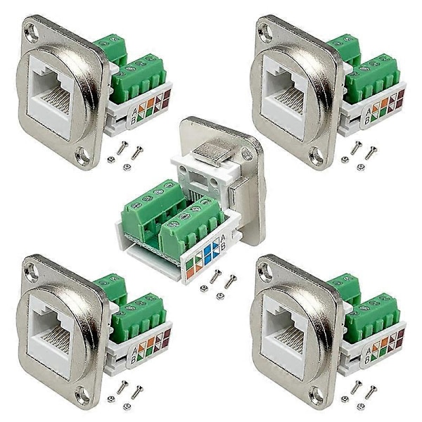RJ45 Panelmonterad Skruvterminaladapter, RJ45/8P8C Panelkontakt