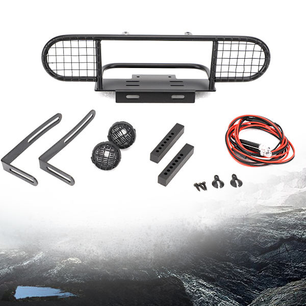 Metallinen etupuskuri Land Rover Defender SCX10 D90 D110 1/10 RC Automalli Lelutarvikkeetmusta