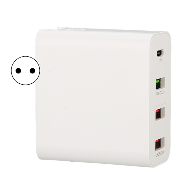 WLX A6 USB C vægadapter 53W 4 USB opladningsport QC 3.0 PD 20W hurtig vægadapter til iPhone tablet øretelefon 100-240V EU-stik