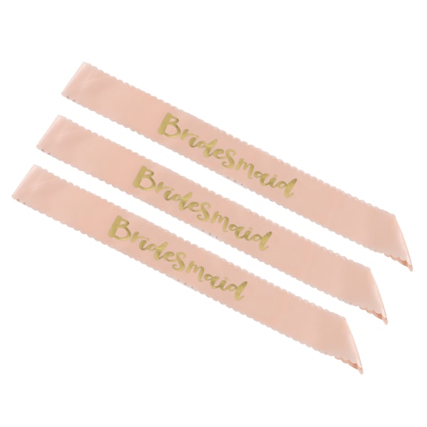 3 stk. Brud til at være Sash Pink Dobbeltsidet Satin Stof Elegant Komfortabel Touch Glossy Font Design Bryllup Tilbehør