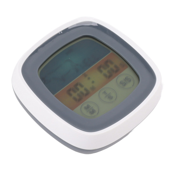 Matlagnings termometer med pekskärm, digital kökstimer, fältgrilltermometer, grå med vit mittram