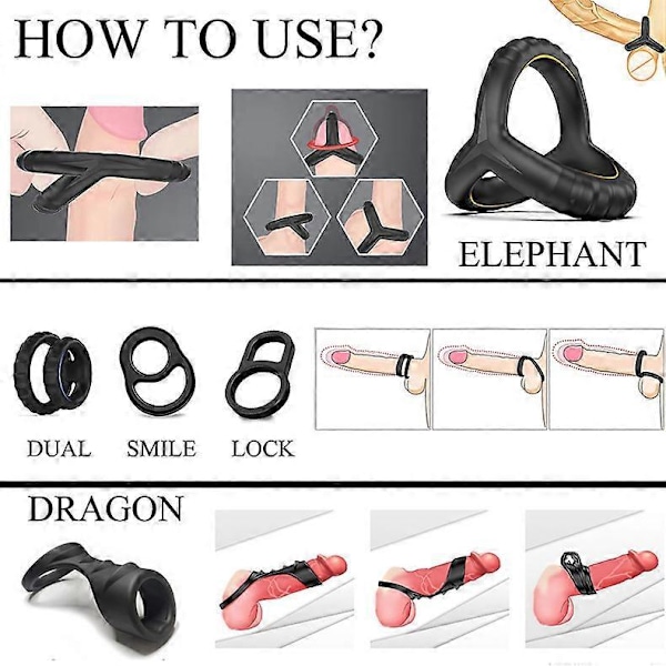 Festspil Gadget, Silikone Ring, Mænd Elefant Ring