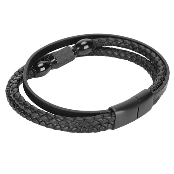 Enkel flätat armband i flera lager för män, PU-läder, modernt armband, smyckesaccessoar