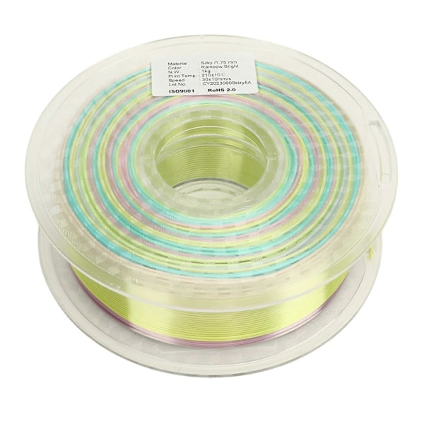 PLA Filament Färggradient Regnbåge Flerfärgad Silkeslen Glänsande 1.75mm 3D-skrivarfilament