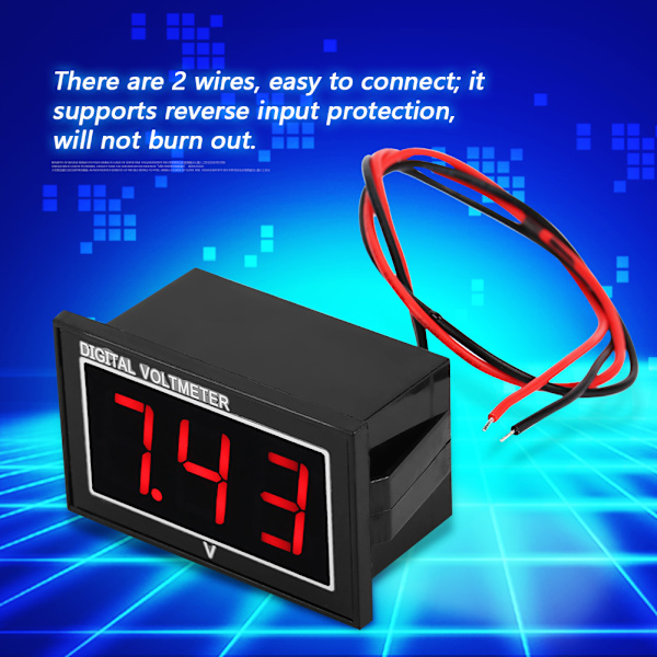 1 stk. Digital 0,56″ LED-display Vandtæt Voltmeter DC Spændingsmåler Panel (2,5-30V, Rød)
