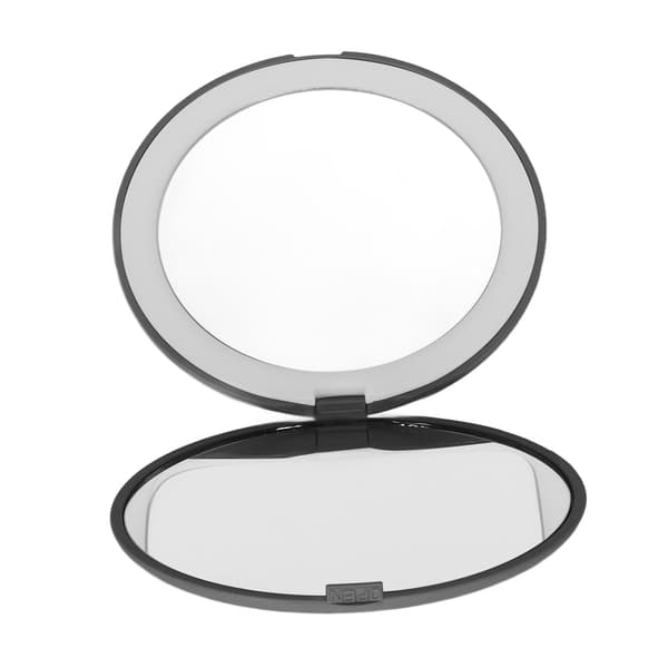 3,5 tommer LED makeup spejl bærbart 1X 2X forstørrelse 6500K foldbart håndholdt dobbeltsidet belyst spejl til rejser sort
