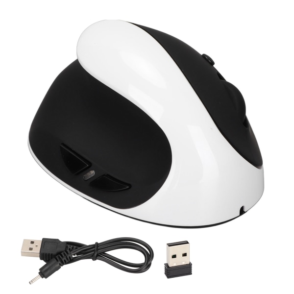 Vänsterhand vertikal mus 2.4G trådlös vertikal ergonomisk mus Uppladdningsbar mus med USB adapter Justerbar DPI för PC Svart Vit
